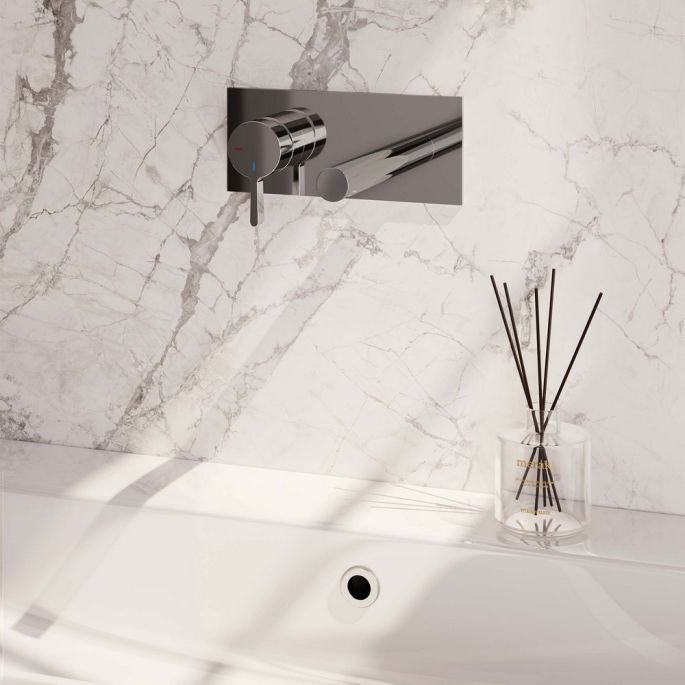 Brauer Edition 5-CE-083-S1 inbouw wastafelmengkraan met rechte uitloop en afdekplaat model E2 chroom