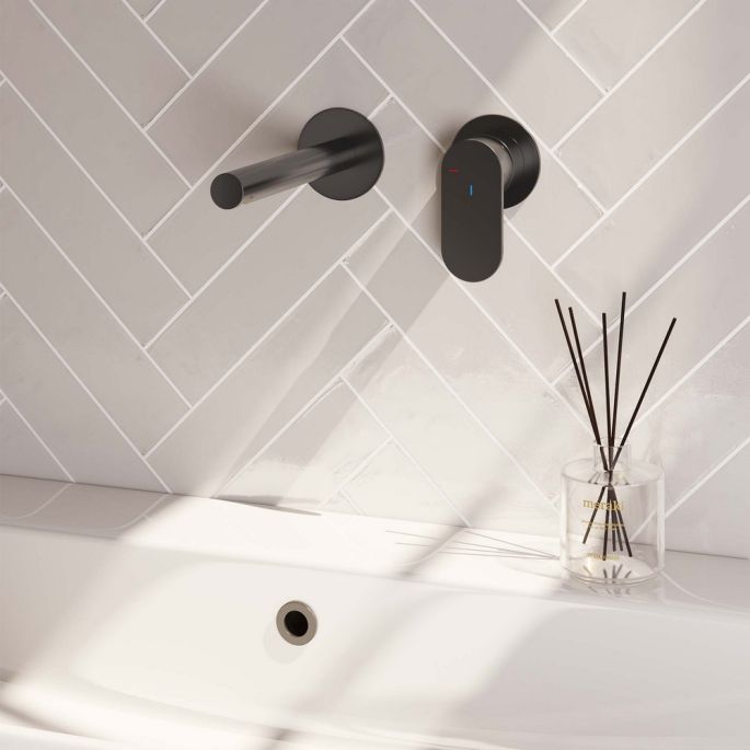 Brauer Edition 5-GM-004-S3-65 inbouw wastafelmengkraan met rechte uitloop en rozetten model C1 gunmetal geborsteld PVD