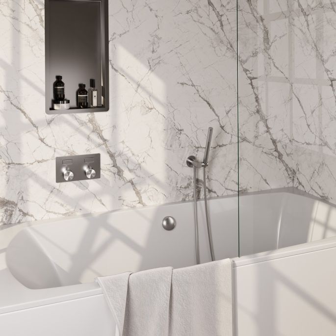 Brauer Edition 5-NG-208 thermostatische inbouw badkraan met drukknoppen SET 03 RVS geborsteld PVD