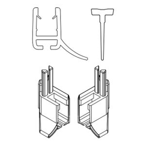 HSK Exklusiv E85058-1-01 horizontaal afdichtingsprofiel (120cm) met inschuifrubber (200cm, hoogte 14,5mm) en eindkapjes alu mat zilver