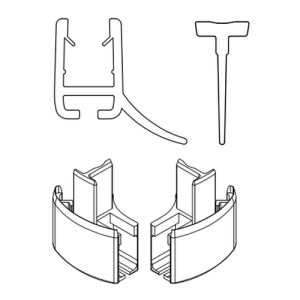 HSK Exklusiv E85058-3-41 2x horizontaal afdichtingsprofiel (120cm) met inschuifrubber (200cm, hoogte 14,5mm) en eindkapjes chroom
