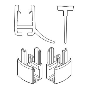 HSK Exklusiv E85059-5-01 2x horizontaal afdichtingsprofiel gehoekt met inschuifrubber (200cm, hoogte 14,5mm) en eindkapjes alu mat zilver