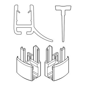 HSK Exklusiv E85059-6-04 2x horizontaal afdichtingsprofiel gebogen met inschuifrubber (200cm, hoogte 14,5mm) en eindkapjes wit