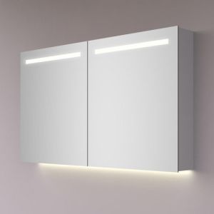 Hipp Design SPV 15010 aluminium spiegelkast 60x70cm met horizontale LED banen, indirecte LED verlichting onder en spiegelverwarming