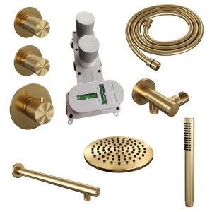Brauer Carving 5-GG-097 thermostatische inbouw regendouche SET 01 goud geborsteld PVD
