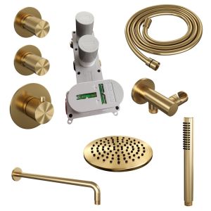 Brauer Carving 5-GG-099 thermostatische inbouw regendouche SET 03 goud geborsteld PVD