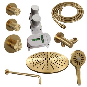 Brauer Carving 5-GG-106 thermostatische inbouw regendouche SET 10 goud geborsteld PVD