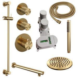 Brauer Carving 5-GG-109 thermostatische inbouw regendouche SET 13 goud geborsteld PVD