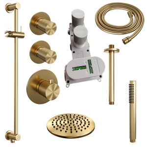 Brauer Carving 5-GG-113 thermostatische inbouw regendouche SET 17 goud geborsteld PVD