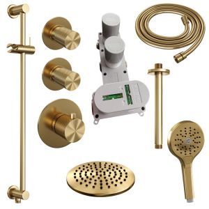 Brauer Carving 5-GG-119 thermostatische inbouw regendouche SET 23 goud geborsteld PVD