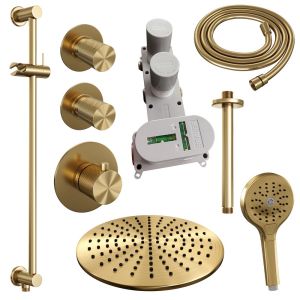 Brauer Carving 5-GG-120 thermostatische inbouw regendouche SET 24 goud geborsteld PVD