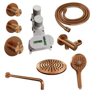 Brauer Carving 5-GK-105 thermostatische inbouw regendouche SET 09 koper geborsteld PVD