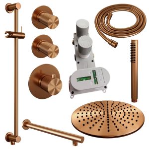 Brauer Carving 5-GK-110 thermostatische inbouw regendouche SET 14 koper geborsteld PVD