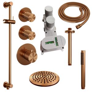 Brauer Carving 5-GK-113 thermostatische inbouw regendouche SET 17 koper geborsteld PVD