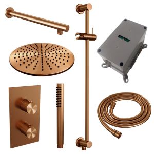 Brauer Carving 5-GK-134 thermostatische inbouw regendouche 3-weg omstelling SET 38 koper geborsteld PVD