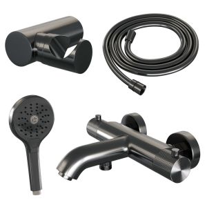 Brauer Carving 5-GM-085-4 body bath shower thermostatic mixer SET 04 gunmetal brushed PVD