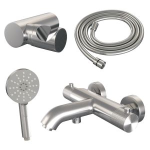 Brauer Carving 5-NG-085-4 body bath shower thermostatic mixer SET 04 stainless steel brushed PVD