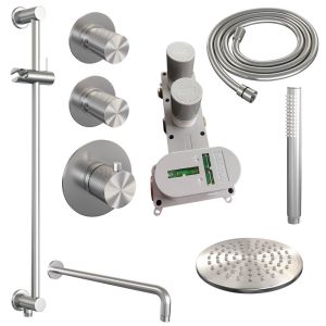 Brauer Carving 5-NG-111 thermostatische inbouw regendouche SET 15 RVS geborsteld PVD
