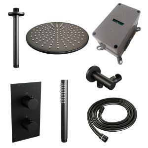 Brauer Carving 5-S-126 thermostatische inbouw regendouche 3-weg omstelling SET 30 mat zwart