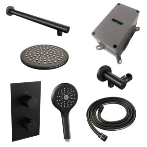 Brauer Carving 5-S-127 thermostatische inbouw regendouche 3-weg omstelling SET 31 mat zwart