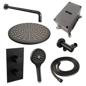 Brauer Carving 5-S-130 thermostatische inbouw regendouche 3-weg omstelling SET 34 mat zwart