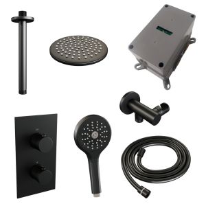 Brauer Carving 5-S-131 thermostatische inbouw regendouche 3-weg omstelling SET 35 mat zwart