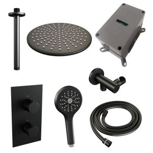 Brauer Carving 5-S-132 thermostatische inbouw regendouche 3-weg omstelling SET 36 mat zwart