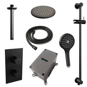 Brauer Carving 5-S-143 thermostatische inbouw regendouche 3-weg omstelling SET 47 mat zwart