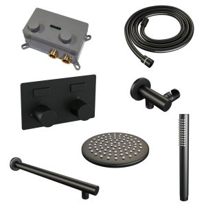 Brauer Carving 5-S-184 thermostatische inbouw regendouche met drukknoppen SET 49 mat zwart
