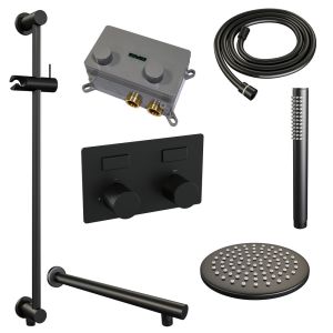 Brauer Carving 5-S-196 thermostatische inbouw regendouche met drukknoppen SET 61 mat zwart