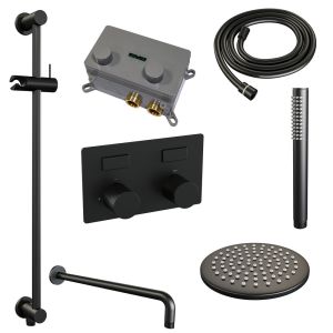 Brauer Carving 5-S-198 thermostatische inbouw regendouche met drukknoppen SET 63 mat zwart