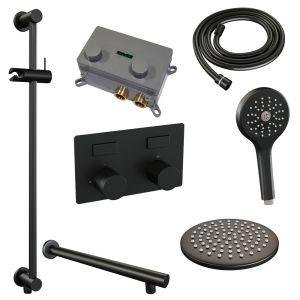 Brauer Carving 5-S-202 thermostatische inbouw regendouche met drukknoppen SET 67 mat zwart