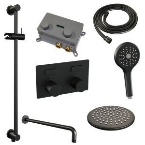 Brauer Carving 5-S-204 thermostatische inbouw regendouche met drukknoppen SET 69 mat zwart