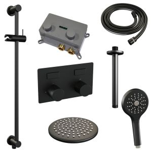 Brauer Carving 5-S-206 thermostatische inbouw regendouche met drukknoppen SET 71 mat zwart