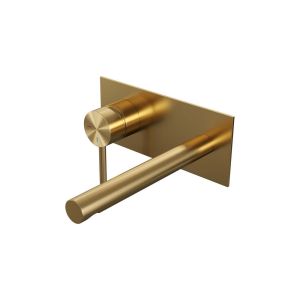 Brauer Edition 5-GG-083-S2 inbouw wastafelmengkraan met rechte uitloop en afdekplaat model A2 goud geborsteld PVD