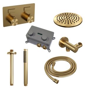 Brauer Edition 5-GG-164 thermostatische inbouw regendouche met drukknoppen SET 53 goud geborsteld PVD