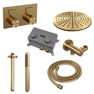 Brauer Edition 5-GG-165 thermostatische inbouw regendouche met drukknoppen SET 54 goud geborsteld PVD