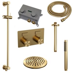 Brauer Edition 5-GG-176 thermostatische inbouw regendouche met drukknoppen SET 65 goud geborsteld PVD