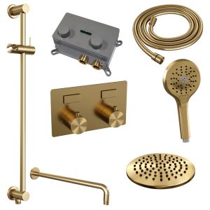 Brauer Edition 5-GG-180 thermostatische inbouw regendouche met drukknoppen SET 69 goud geborsteld PVD