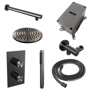 Brauer Edition 5-GM-052 thermostatische inbouw regendouche 3-weg omstelling SET 25 gunmetal geborsteld PVD