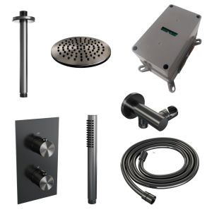 Brauer Edition 5-GM-054 thermostatische inbouw regendouche 3-weg omstelling SET 29 gunmetal geborsteld PVD