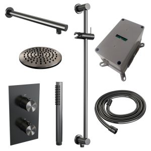 Brauer Edition 5-GM-064 thermostatische inbouw regendouche 3-weg omstelling SET 37 gunmetal geborsteld PVD