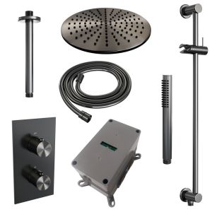 Brauer Edition 5-GM-067 thermostatische inbouw regendouche 3-weg omstelling SET 42 gunmetal geborsteld PVD