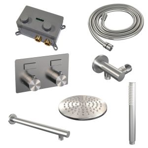 Brauer Edition 5-NG-160 thermostatische inbouw regendouche met drukknoppen SET 49 RVS geborsteld PVD