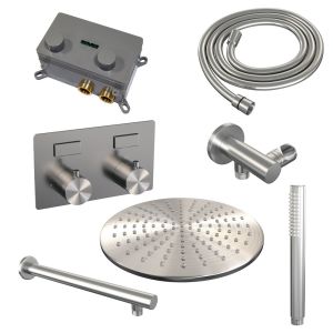 Brauer Edition 5-NG-161 thermostatische inbouw regendouche met drukknoppen SET 50 RVS geborsteld PVD