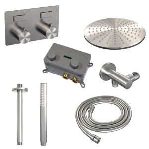 Brauer Edition 5-NG-165 thermostatische inbouw regendouche met drukknoppen SET 54 RVS geborsteld PVD