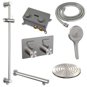 Brauer Edition 5-NG-178 thermostatische inbouw regendouche met drukknoppen SET 67 RVS geborsteld PVD