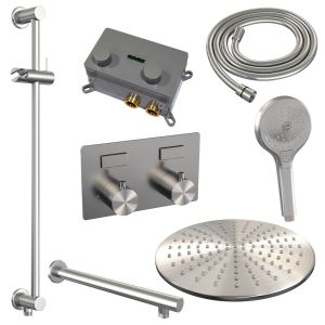 Brauer Edition 5-NG-179 thermostatische inbouw regendouche met drukknoppen SET 68 RVS geborsteld PVD