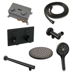 Brauer Edition 5-S-166 thermostatische inbouw regendouche met drukknoppen SET 55 mat zwart