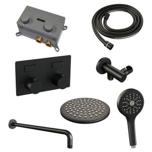 Brauer Edition 5-S-168 thermostatische inbouw regendouche met drukknoppen SET 57 mat zwart